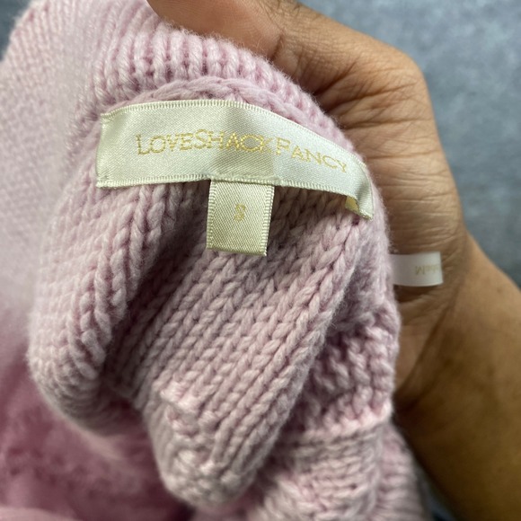 LoveShackFancy Pink Cable Knit Heart Mini Skirt Ruffle Hem Small Barbiecore - Picture 3 of 9